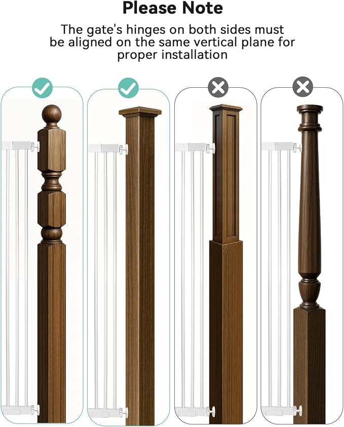 COMOMY 42" Extra Tall Baby Gate for Stairs Doorways, Fits Openings 29.5" to 40.6" Wide, Auto Close Sturdy Safety Dog Gate for House, Pressure Mounted Easy Walk Through Pet Gate with Door, White
