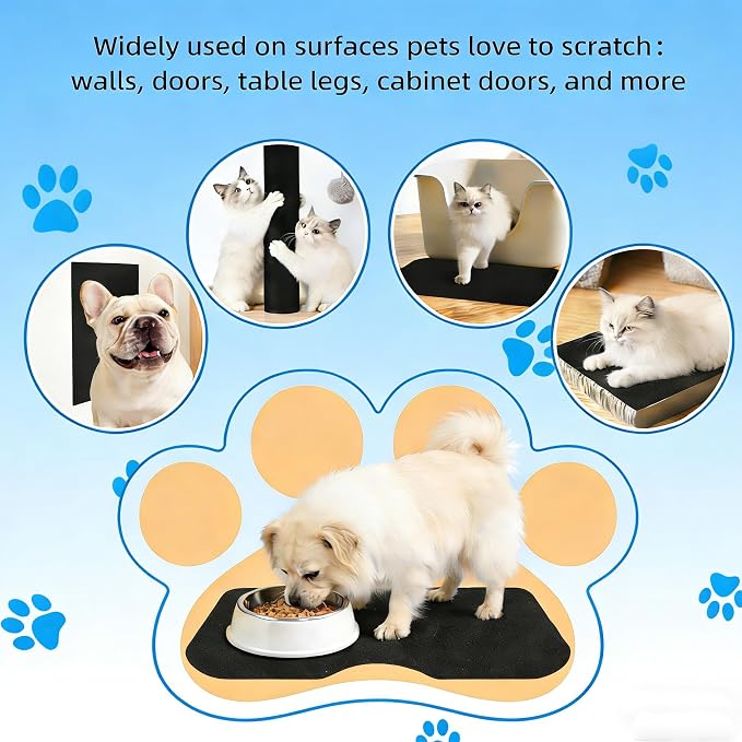 Pet Nail Filing Sandpaper, Scratch Board Replacement, Black, 10in x 13ft | Self-Adhesive Dog & Cat, Nail Grooming Alternative, Furniture Door Wall Protector, DIY Pet Scratch Pad