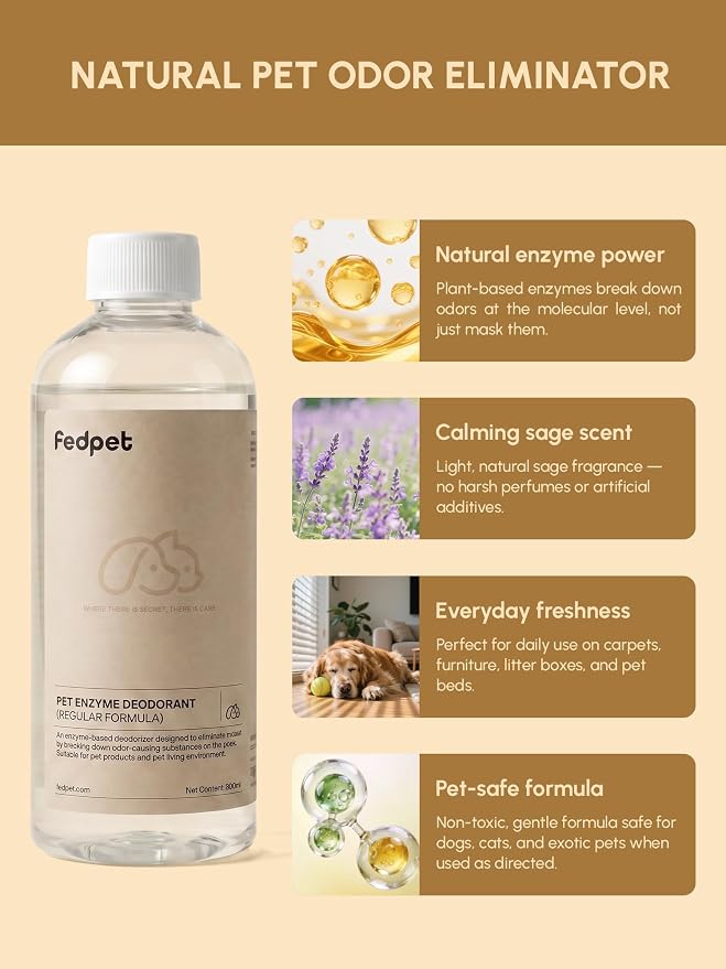 Pet Odor Eliminator Spray & 10X Concentrate Kit - Makes 110oz Total - Professional Bio-Enzyme Deodorizer for Dog Cat Urine, Litter Box, Rabbit Cages - Orally Non-Toxic - Clary Sage