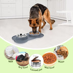 Pecute Slow Feeder Dog Bowls to Slow Down Eating, Dog Slow Feeder Bowl | No-Spill Non-Skid Silicone Mat, Food-Grade Safe Dog Food Bowls Slow Feeder, Stainless Steel Dog Water Bowl for Dogs Cats