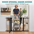 Mumeasy 29.7–48" Baby Gate for Stairs, Dog Gate for Doorways, Auto Close Child Gate, Indoor Safety Pet Gate with Walk Thru Door, Easy Install Pressure Mounted Extra Wide Gate for Kitchen, House, Black
