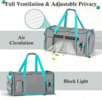 Keaber Cat Carrier for 2 Cats with Expandable Space & Litter Box, Gray | Extra Large Soft Sided Pet Carrier with Detachable Divider, Puppy Travel Carriers for Home, Car, Camping & Vet Visits