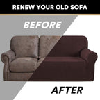 Stretch Loveseat Sofa Cover Slipcover Couch Cover for 2 Cushion Sofa Washable Sofa Cover for Pets Friendly Furniture Protector Covers with Non Slip Bottom(Loveseat, Brown)