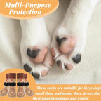4Pcs Anti Slip Dog Socks to Prevent Licking Paws, Dog Shoes for Hardwood Floors with Grip, Double Sides Dog Boots & Paw Protectors Booties for Small Medium Large Senior Dogs-Brown-M