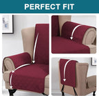 Turquoize 100% Waterproof Wing Chair Cover Wing Armchair Slipcovers Chair Couch Protector Triple Non-Slip Sofa Slipcover for Wing Chair Furniture Protector for Pets, Kids,Dog (Wing Chair, Burgundy)