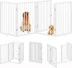 Vantas 80" x 32" Foldable Freestanding Extra Wide Dog Gate with Door,White | Freestanding Dog Gate for Stairs and Doorways, Renter Friendly No Drill, Extra Wide, Easy Storage, With Support Feet