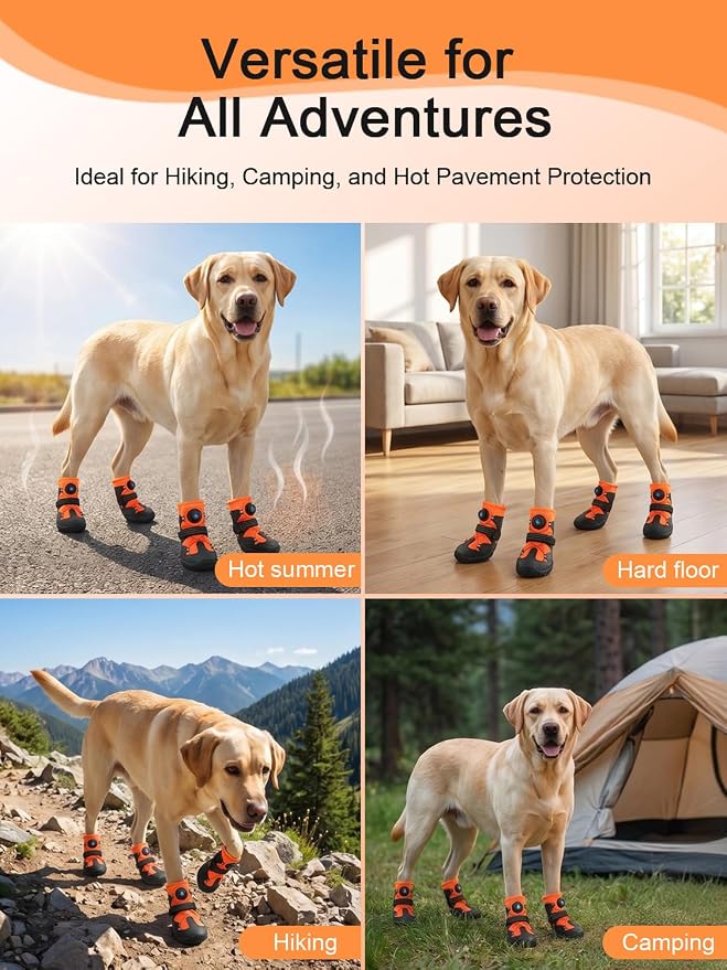 Dog Shoes for Hot Pavement, Rotary Dial Dog Boots for Small Medium Large Dogs with Breathable Mesh & Non-Slip Soles for Hiking, Camping & Summer Walks（3）