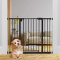 keny 29"-42.5" Baby Gate for Stairs, Auto Close Safety Dog Gate | Pressure Mounted Easy Walk Through Pet Gate for Doorways, Durable Stair Gate, 30" Tall, Black