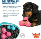 WEST PAW Zogoflex Tux Treat Dispensing Dog Chew Toy – Interactive Chewing Toy for Dogs – Dog Games for Aggressive Chewers, Fetch, Catch – Holds Kibble, Treats, Small 4", Geranium