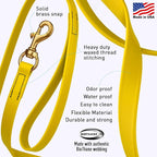 Viper Biothane K9 Working Dog Leash Waterproof Lead for Tracking Training Schutzhund Odor-Proof Long Line with Solid Brass Snap for Puppy Medium and Large Dogs, 10ft Lemon Yellow