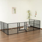 Dog Playpen 32" Height – Heavy Duty, Foldable | 25mm Steel Tubes, 40.8 lbs sturdy frame, rubber non-slip feet, indoor & outdoor, tool-free assembly, Small & Medium Dogs