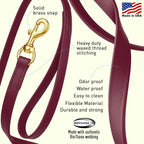 Viper Biothane K9 Working Dog Leash Waterproof Lead for Tracking Training Schutzhund Odor-Proof Long Line with Solid Brass Snap for Puppy Medium and Large Dogs, 20ft Merlot Burgundy