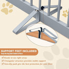 PUPETPO Freestanding Pet Gate for Dogs, Indoor Wooden Foldable Dog Gate for House, Extra Wide, Pet Fence for Stairs, Doorways, Halls, Support Feet Included, 120 Inch Wide, 6 Panels 32",Grey