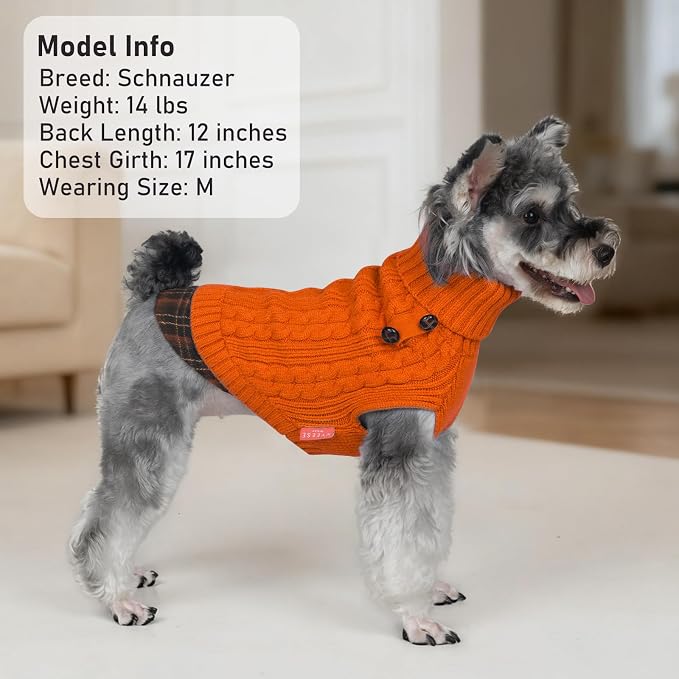 KYEESE Dog Sweater Soft Pullover Dog Sweaters for Small Dogs Girl Comfy Pet Coat for Fall Winter Cold Weather Stretchy Knitwear Cat Clothes with Gingham Patchwork Warm Turtleneck Small Dogs Sweater | Stretchy Fit, Lightweight & Warm, Cozy Knit Comfort,...