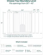 Babelio Auto Close Baby Gate with Cat Door, CatPrivilege I, 29-43" | Safety Gate for Doorway & Stairs, Easy Walk Thru with Pet Door, Includes 4 Wall Cups and 3 Extension Pieces, White