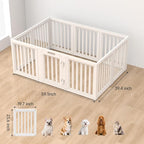 EVERFRONT Dog Playpen with Door - Dog Pen Indoor - Easy Assemble Dog Play Pen - Puppy Playpen, Cat Playpen, Small Animal Playpen, Dog Play Pen Indoors (White, 24", 10 Panels)
