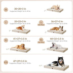 EHEYCIGA Extra Large Memory Foam Flat Dog Bed Washable, 44x32Inch, Beige | High Density Egg Crate Foam, Waterproof Liner, Removable Easy Clean Cover, Non-Slip Bottom, Fits Floor, Camping and Car