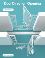 No Pawblems 55" Extra Tall Pet Gate with Cat Door, 29"-43" Dog Gate Indoor | NO Drilling Pressure Mounted for Doorways/Hallways, 1.37" Bar Spacing Keeps Pets Separated, One-handed Operation, White