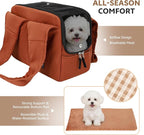 Dog Purse Carrier for Small Dogs and Cats, Soft-Sided Pet Tote Bag with 6 Large Pockets, Collapsible Travel Puppy Carrier, Fits Pets up to 13 lbs (Caramel, 15.7" L x 8" W x 11.8" H)