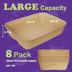 JINVOGREEN Disposable Litter Boxes for Cats, 8 Pack Cat Litter Trays for Travel, Temporary Use, or Liner – Leak-Proof, Eco-Friendly, Easy Clean-Up (16.1" x 12.4" x 3.7")