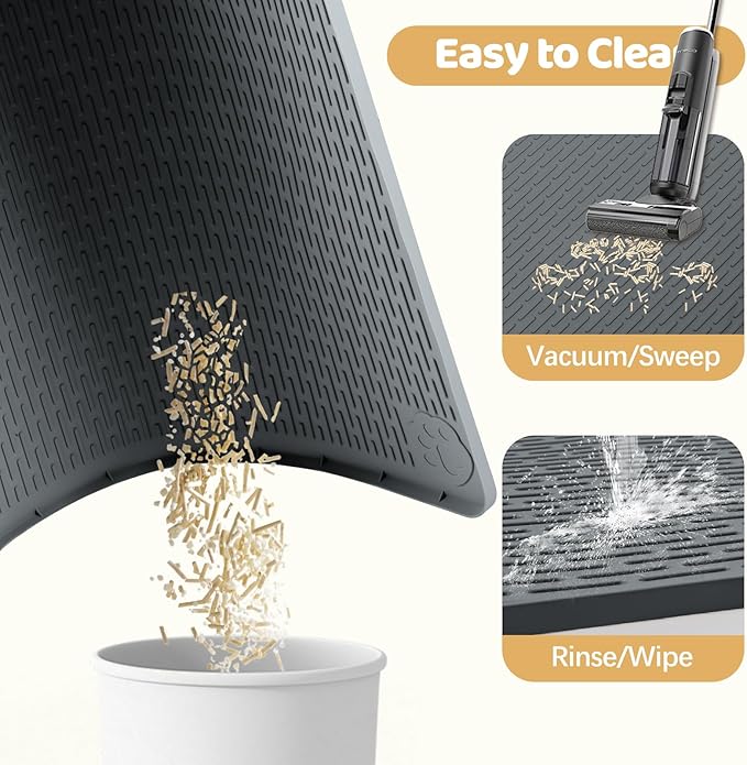 Silicone Cat Litter Mat for Litter Box 57”x40” Large Cat Mat, Dark Grey | Waterproof, Non-Slip, Leak-Proof Rug Mat with Lip, Easy to Clean, Extra Large Litter Catcher Mat for Floor