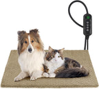 GASUR Heated Cat Bed, Waterproof Cat Heating Pad Indoor w/Timer, Temp Adjustable Pet Heating Pads for Cats Dogs, Auto Power-Off, Cats Warming Bed w/Remove Washable Cover, Anti-Chew,35''x24'', Large