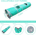 Cat Tunnel for Indoor Cat Collapsible Cat Play Tube with Play Ball and Fringe, Interactive Pet Crinkle Tunnel for Kittens, Length 47 inch, Diameter 9.7 inch