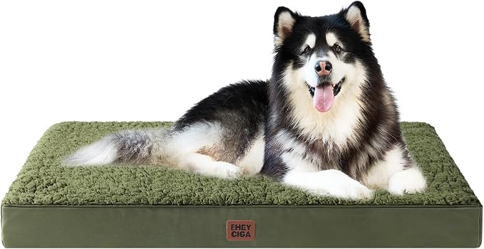 EHEYCIGA Orthopedic Dog Bed Extra Large with Removable Washable Cover,47x29 | Egg Crate Foam Support,Durable Oxford fabric,Non-Slip Bottom,Machine Washable,Soft Waterproof Plush Pet Bed Mat For Crate