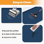 Cat Litter Mat for Litter Box 51"x25.6" Extra Large Silicone Mat, Blue | Waterproof Non-Slip Litter Box Mat with Raised Edges, Cat Litter Trapping Mat for Pet, Cat Litter Rug for Floor