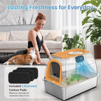 SuzziPaws Stainless Steel Litter Box Dog-Proof Leak-Proof for Multi-Cats | XL Orange Hooded Top-Entry with Filter Lid & Scoop, Cat Litter Box High Walls Prevent Spills, Ideal for Multi-Cats