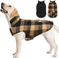 ASENKU Reversible Dog Winter Coat, Dog Jacket for Small Medium Large Dogs | Windproof Plaid Fleece Lining for Cold Weather, Water-resistant Outer Shell, Puppy Puffer Vest with Leash Hole, Coffee 2XL