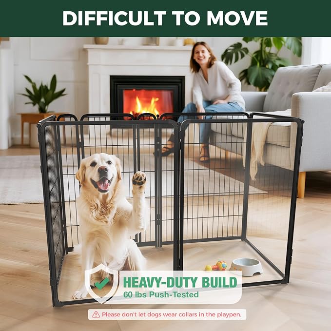 FXW AuraSpace Pro Acrylic & Wire Mesh Indoor Dog Playpen, 40" H, 6 Panels | Clear View, Heavy-duty Metal, Flexible Layouts, Easy Walk-Through, For Medium & Large Dogs, Patented