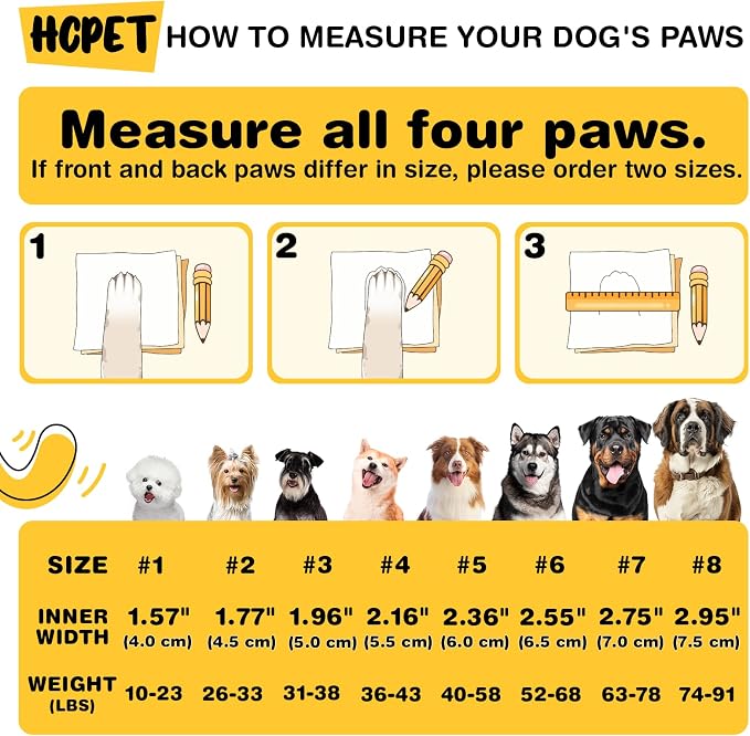 Hcpet Dog Boots, Dog Shoes for Large Dogs, Medium Dog Boots & Paw Protectors, Anti-Slip Dog Booties for Hot Pavement Winter Snow Hiking with Reflective Straps Pink Size 8
