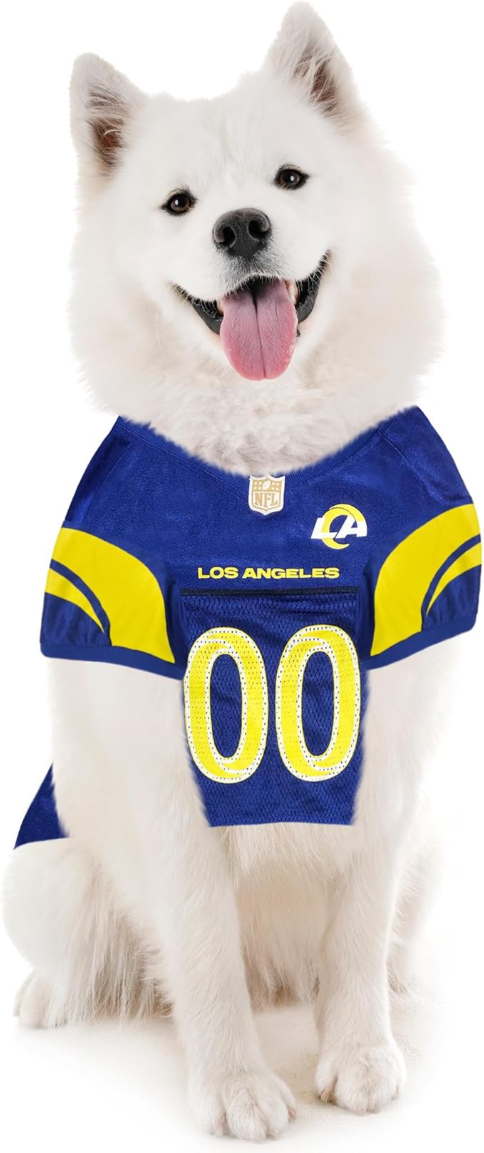 Pets First NFL Los Angeles Rams Dog Jersey, Size Large, Football Shirt Costume for Pet, Dog Sports T-Shirt, NFL Team Clothing for Cats, Licensed Pet Apparel Available in 7 Sizes and 32 Teams