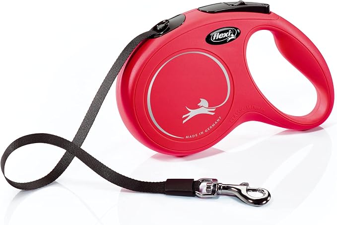 FLEXI® Classic Tape Retractable Dog Leash, Medium, 16 ft - Red | German engineered, original flexi leash, durable quality for dogs up to 55 lbs, tangle-free, walking, reliable brake system