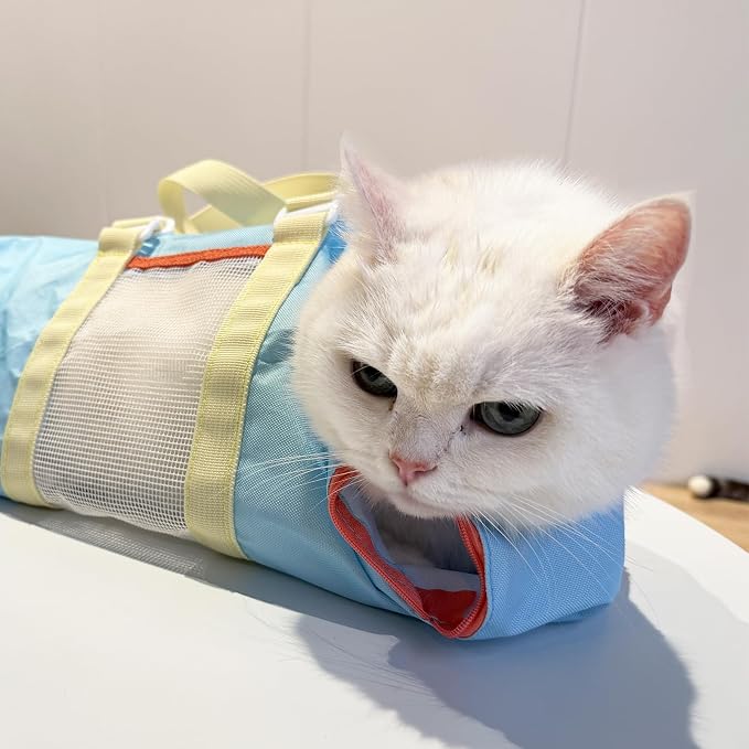 Cinf Cat Restraint Grooming Bag, Anti-Scratch Tool for Nail Trimming | Safe grooming restraint bag controls cat movement for bathing, nail trimming, injections and veterinary examinations