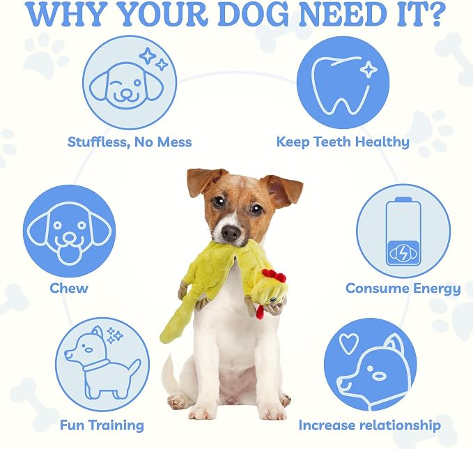 SHARLOVY Dog Squeaky Toys Pack, Bubble Plush Puppy Teething Pet Toys, Crinkle No Stuffing Animals Dog Toy, Doggies Chew for Large Small Medium Breeds
