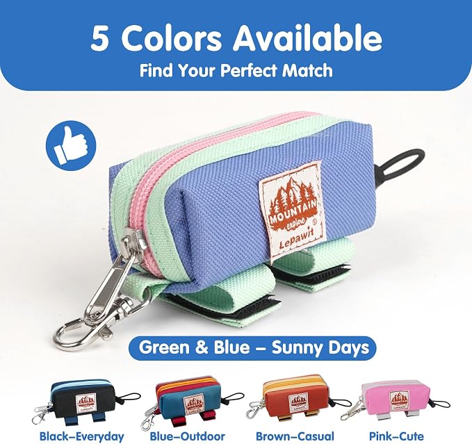 Dog Poop Bag Holder for Leash, Large-Capacity Canvas Pouch, Purple | Holds one bag roll, keys, treats, and small essentials with quick access, secure straps, and water-resistant canvas