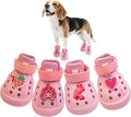Dog Shoes,Non-Slip Waterproof Sandals for Hot Pavement, Breathable Perforated Boots,Adjustable Straps Dog Rain Booties for Summer Beach and Rainy Day(Pink,#8)