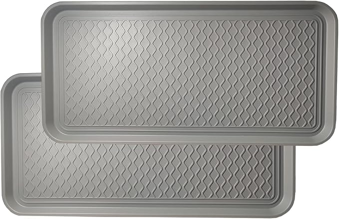 Large Multifunctional Boot Tray 2 Pack Boot Mat Washable Indoor or Outdoor Tray Mat Doormats for Shoes Boots Plants Pots Paint Tins Pet Bowls Car Storage, 30 x 15 x 1.2 Inches