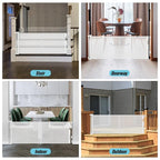 24 Inches Tall Retractable Dog Gate for The House, Short Baby Gates to Step Over, Extends up to 55" Wide, Reinforced Mesh Puppy Gate for Doorways, Step Over Pet Gate for Stairs, Indoor/Outdoor (White)