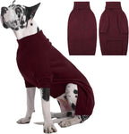 IECOii Great Dane Sweater,5XL Extra Large Sweater for Giant Breed Dogs in Winter,Turtleneck Cold Weather Knit Clothes,Machine Washable,Elastic Pullover for Saint Bernard,Mastiff (Burgundy,XXXXXL)
