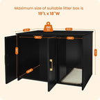 Dwanton Litter Box Enclosure, Cat Litter Box Furniture Hidden, with Scratching Mat, Wooden Cat Washroom Indoor, 31.5" L x 19.7" W x 21.7" H, Black