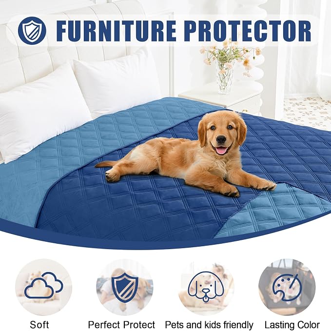 Smiry Waterproof Dog Bed Cover, Reversible Pet Blanket for Sofa Couch | Soft Washable Dog Blanket, Leakproof Couch Cover for Dogs Cats & Furniture Protection, 30x70, Navy/Blue