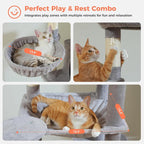 69" Tall Cat Tree for Indoor Cats Large Adult, Multi-Level Cat Tower | Multi-Level Cat Tree with Scratching Posts, Soft Padded Perch, 2 Dangling Toys