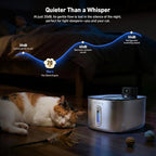 PartsBling Stainless Steel Cat Water Fountain, 4.2L/142 oz | Cordless Pet Water Fountain with Sensor, 5000mAh Rechargeable Battery, Ultra Quiet, 4 Filters, for Cats & Small Dogs, Black