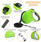 Fida Retractable Dog Leash with Dispenser and Poop Bags, 10 ft Pet Walking Leash for X-Small Dog or Cat up to 18 lbs, Anti-Slip Handle, Tangle Free, Reflective Nylon Tape (XS, Green)