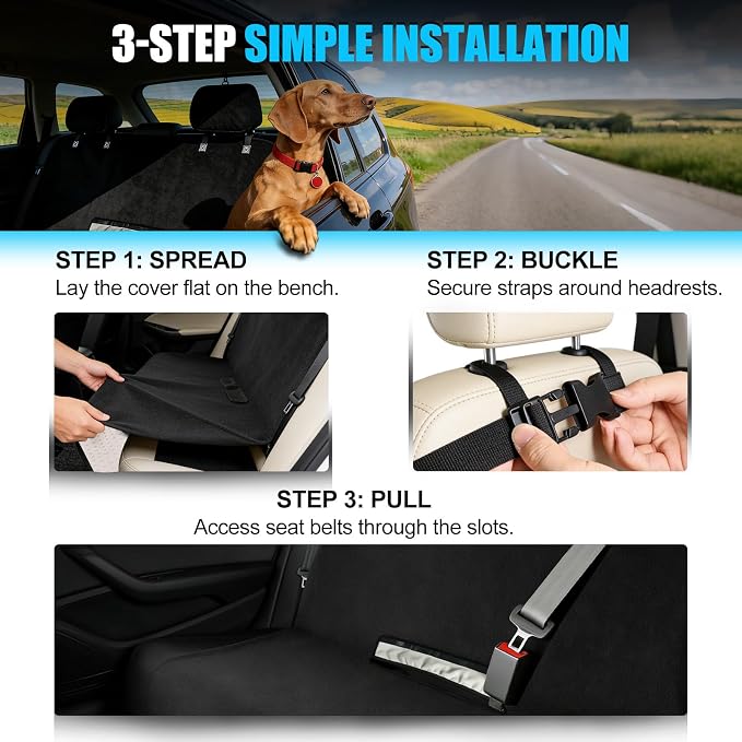 ZIMABLUE Waterproof Towel Rear Seat Cover for Cars, SUVs, Trucks & Sedans, Heavy Duty Sweat Towel Back Seat Protector for Post-Gym, Beach, Dogs & Kids, Machine Washable, Non-Slip, Black, 55" x 59"