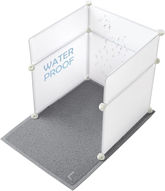 MEEXPAWS Cat Litter Box Enclosure, Splash Guard High Walls with Litter Mat | Large Litter Box Pee Shield, DIY Plastic Sheets Easy Clean, Litter Containment, Privacy Screen, Wall Protector
