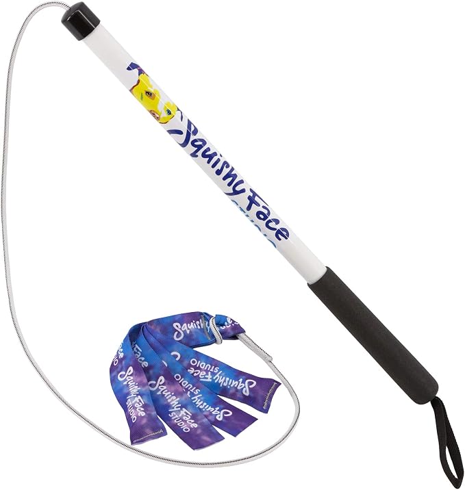 Squishy Face Studio Flirt Pole V2 with Lure - Durable Dog Toy for Fun Obedience Training & Exercise, Purple/Blue Tie Dye, Jr. - 24 inch